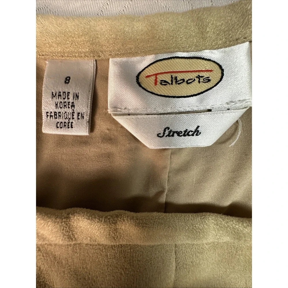 Talbots A-Line Midi Skirt Women's Sz 8 Stretch Beige/Camel Polyester